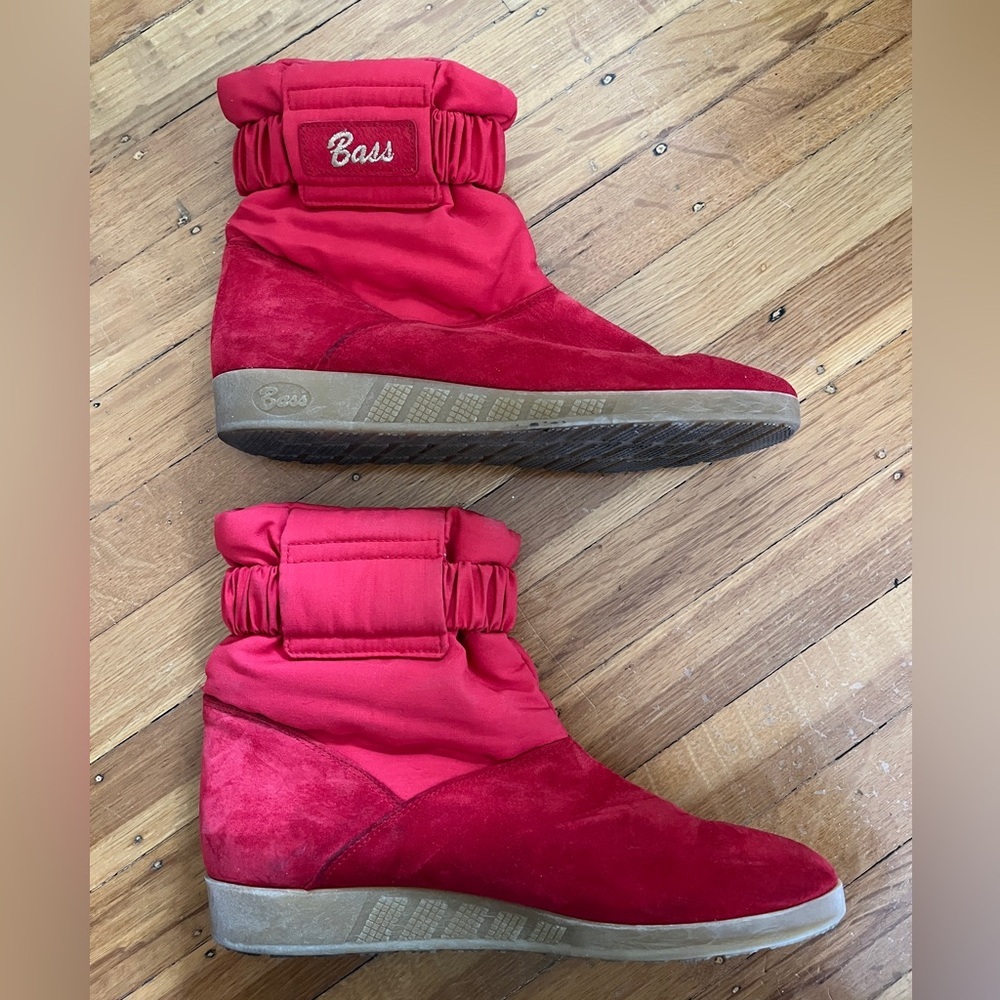 Vintage BASS red suede booties 10 boots winter gum sole
